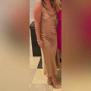 Satin Champagne Maxi Dress - Women's